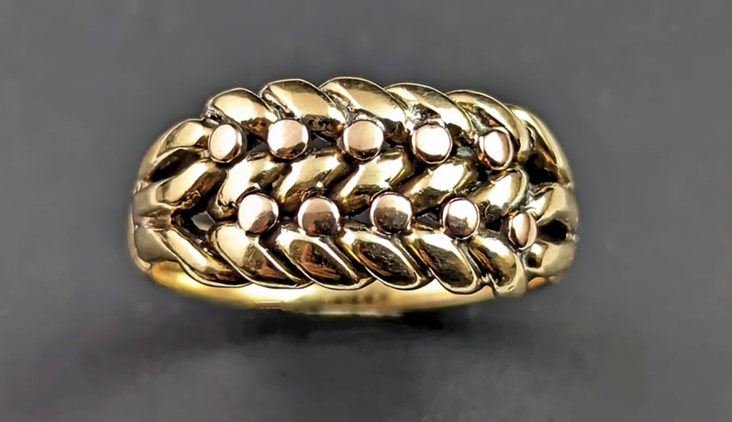Antique 18ct gold keeper ring, Edwardian, heavy