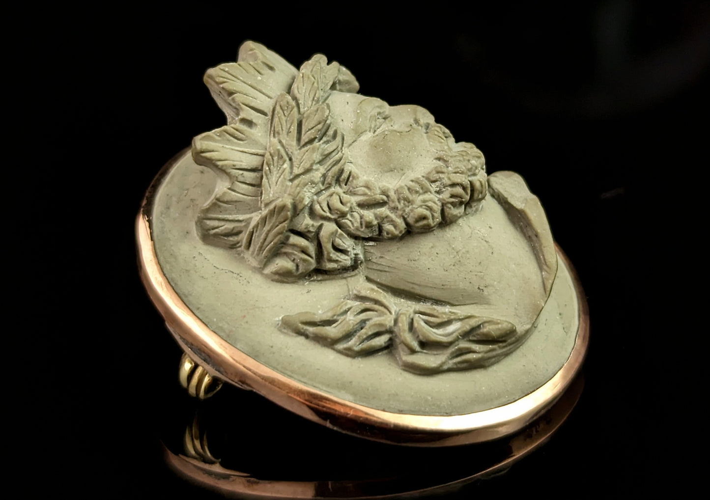 Antique Lava Cameo brooch, Helios, Victorian