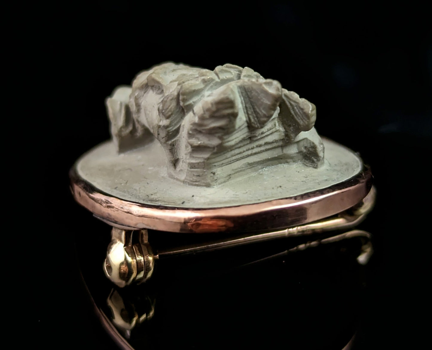 Antique Lava Cameo brooch, Helios, Victorian