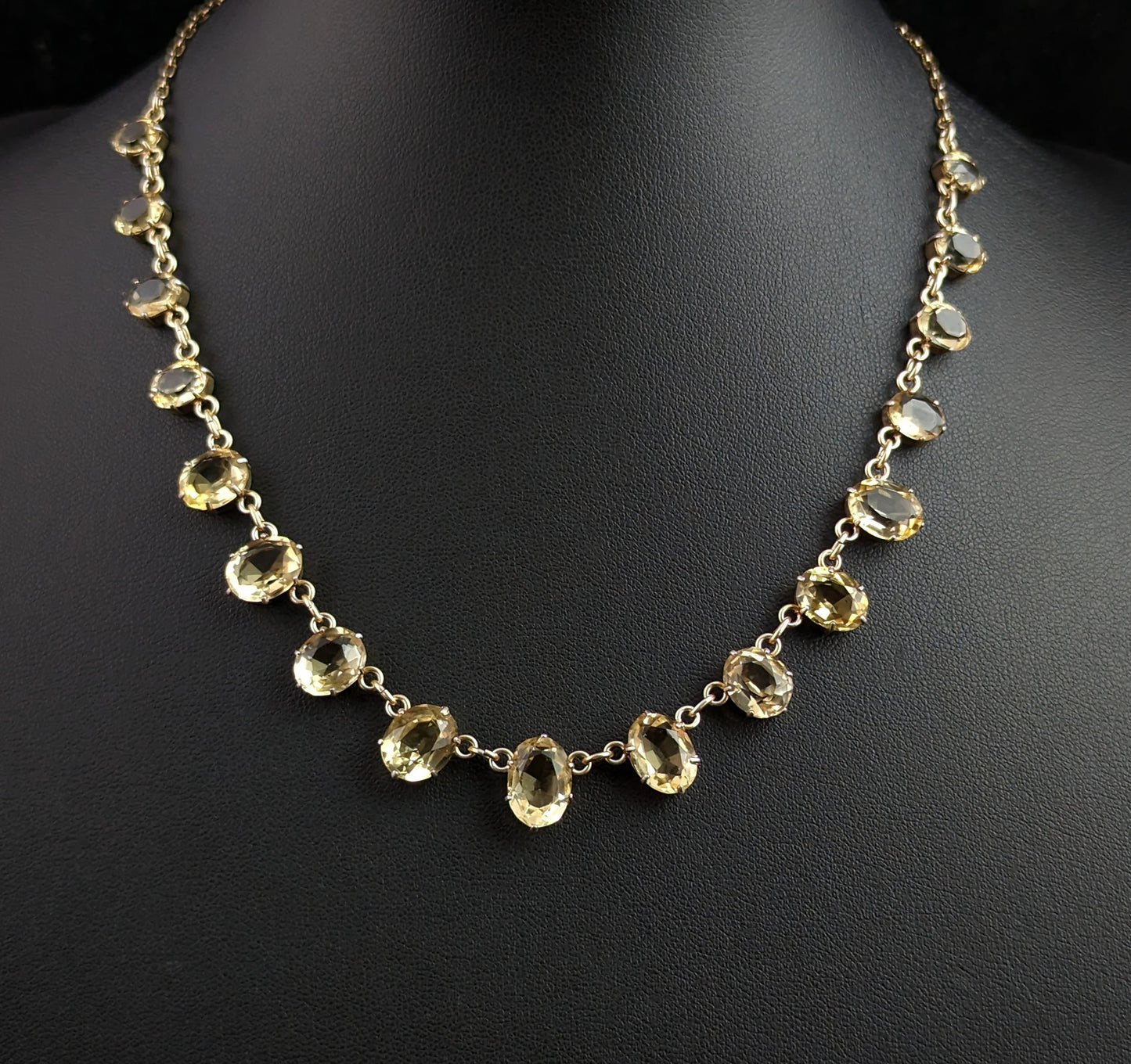 Antique Citrine necklace, silver gilt, Victorian