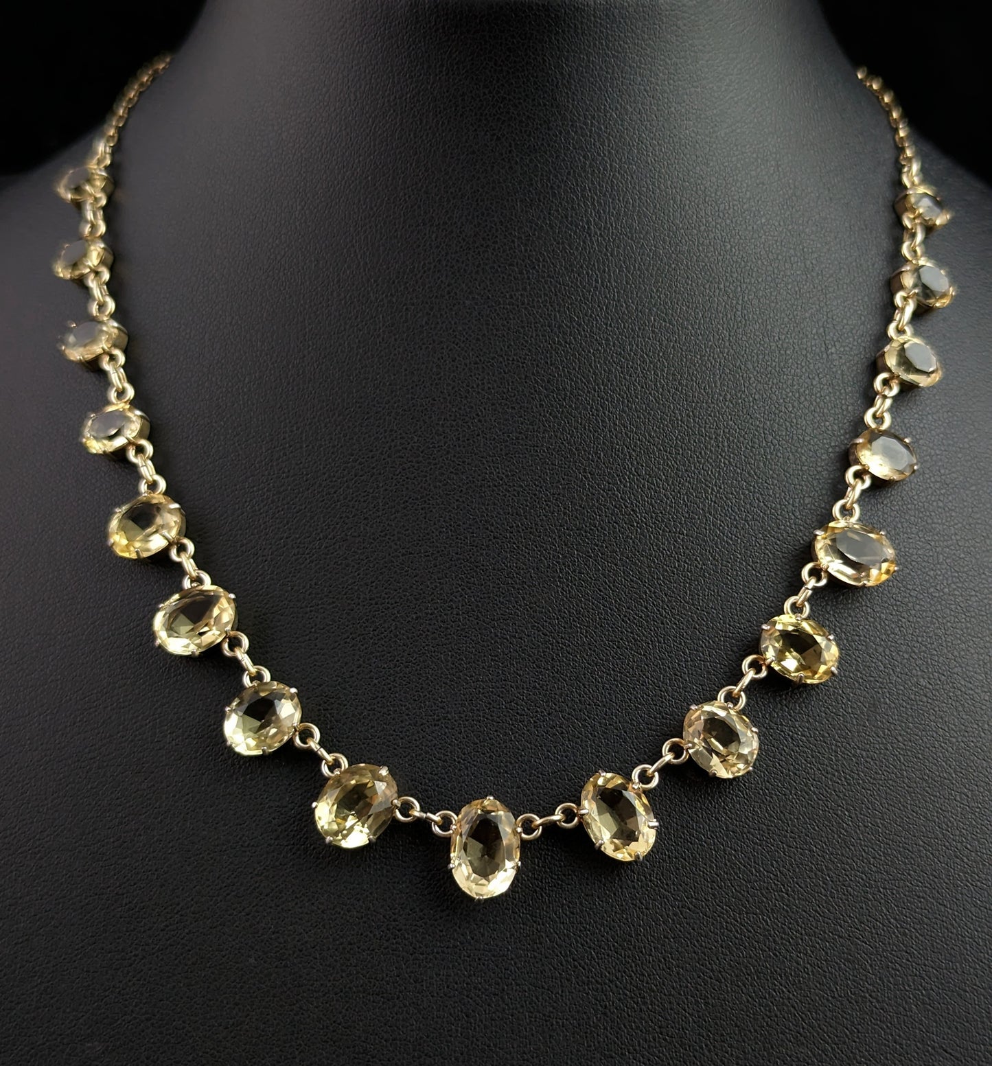 Antique Citrine necklace, silver gilt, Victorian
