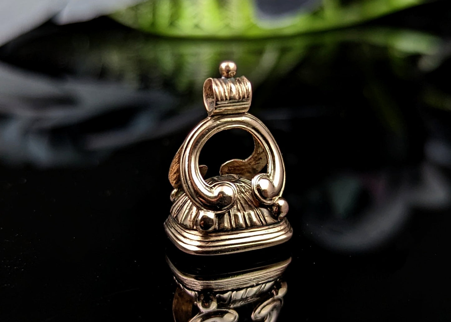 Antique Georgian seal fob pendant, Smoky Quartz, 9k rose gold cased
