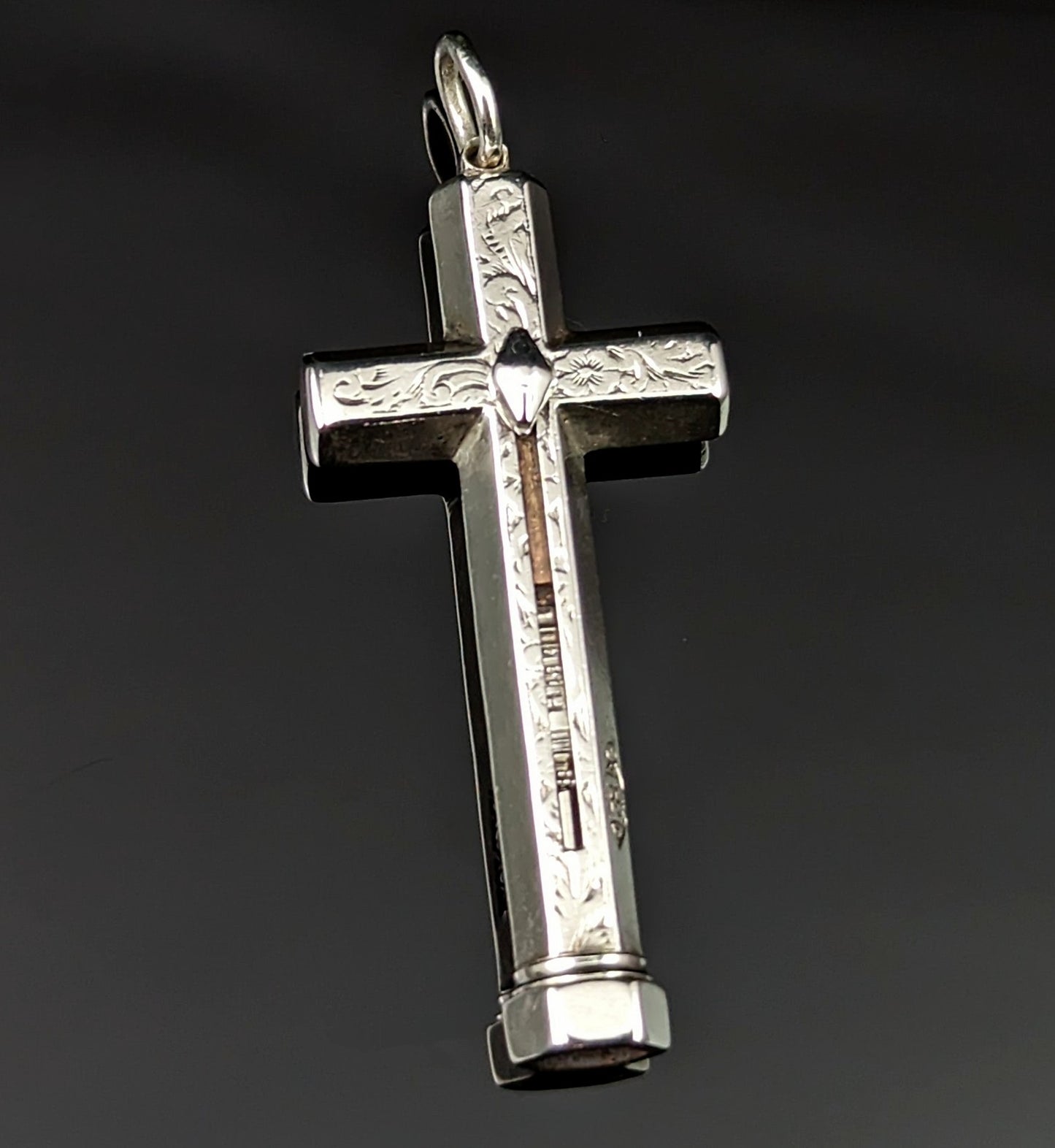 Antique Victorian silver cross pendant, Propelling pencil, Sampson and Mordan
