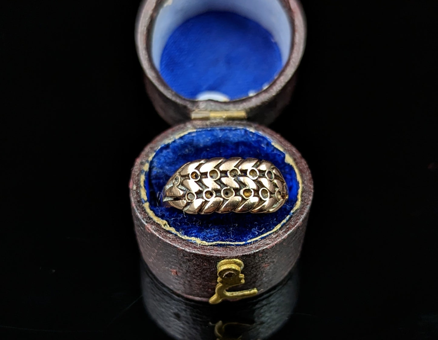 Antique Edwardian keeper ring, 9ct Rose gold