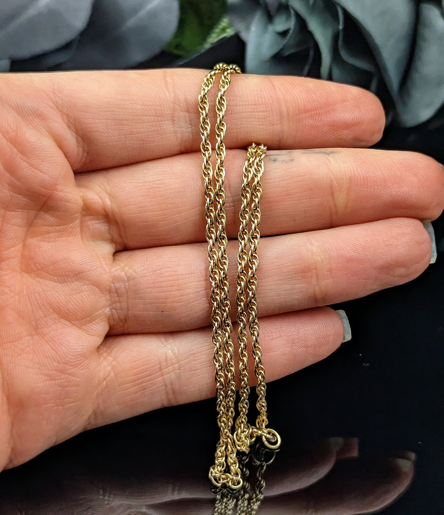 Vintage 9ct yellow gold fancy link chain necklace, Spiga link