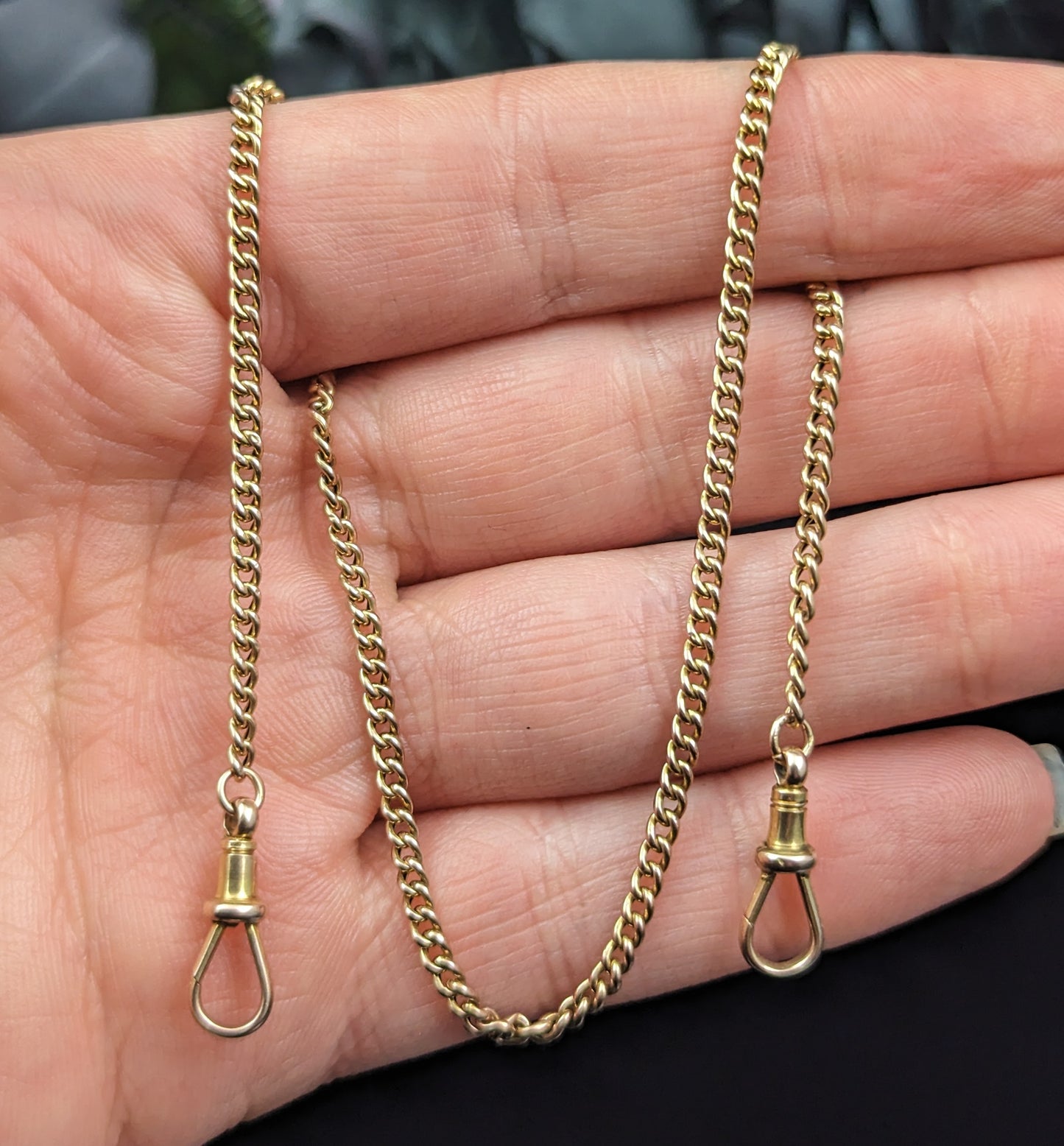 Antique 9ct gold Albert chain, watch chain, curb link