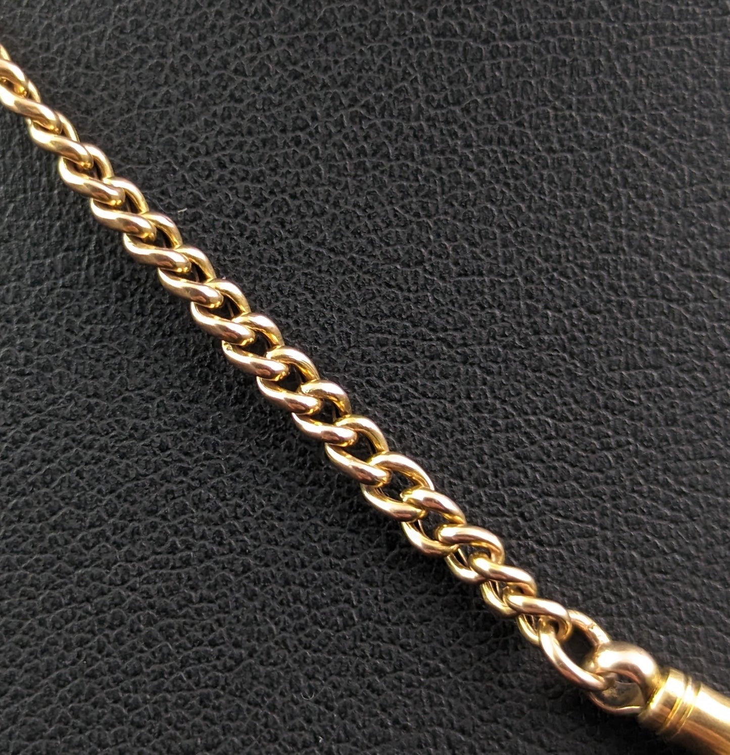 Antique 9ct gold Albert chain, watch chain, curb link