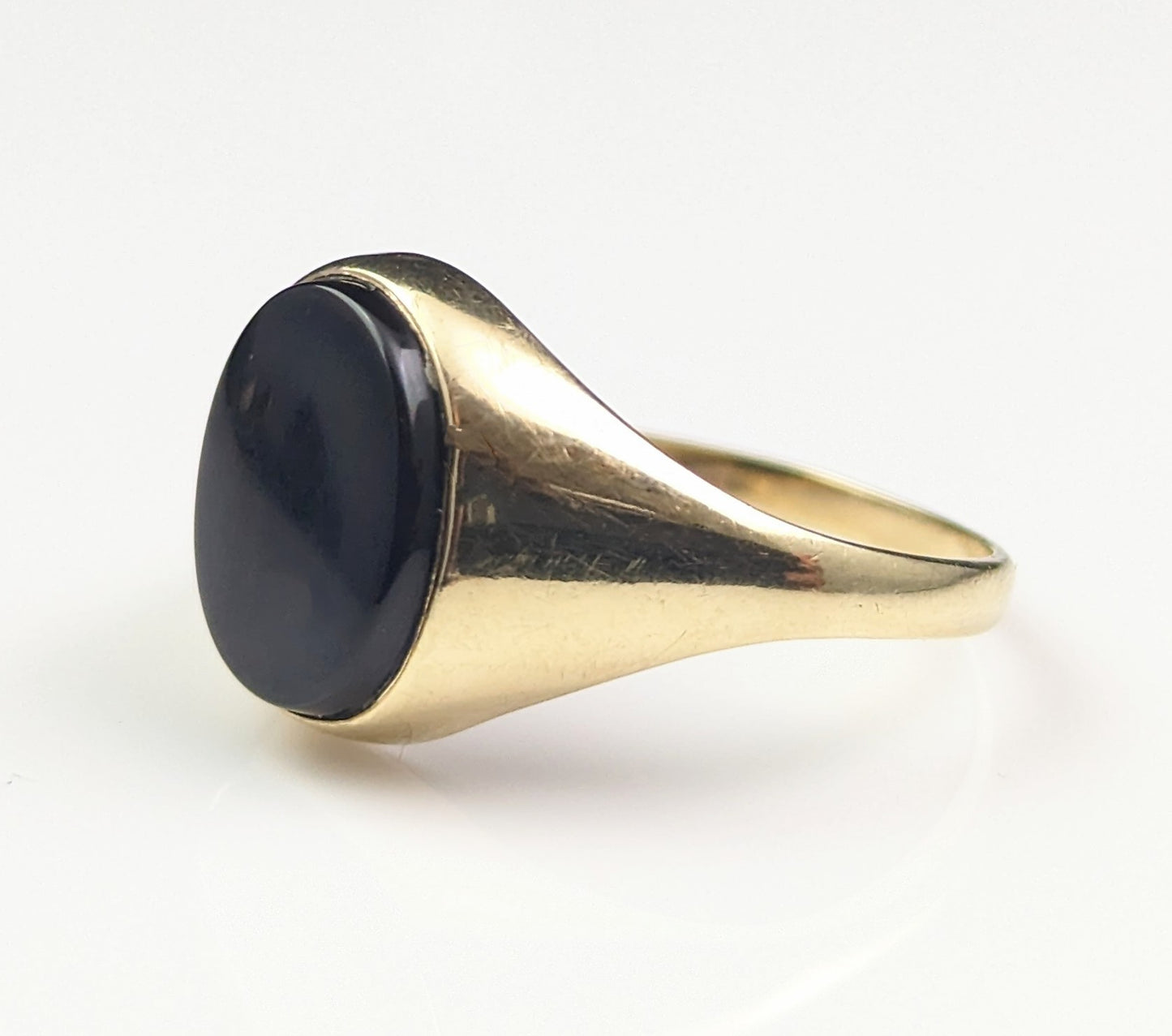 Vintage Onyx signet ring, 9ct yellow gold, pinky ring