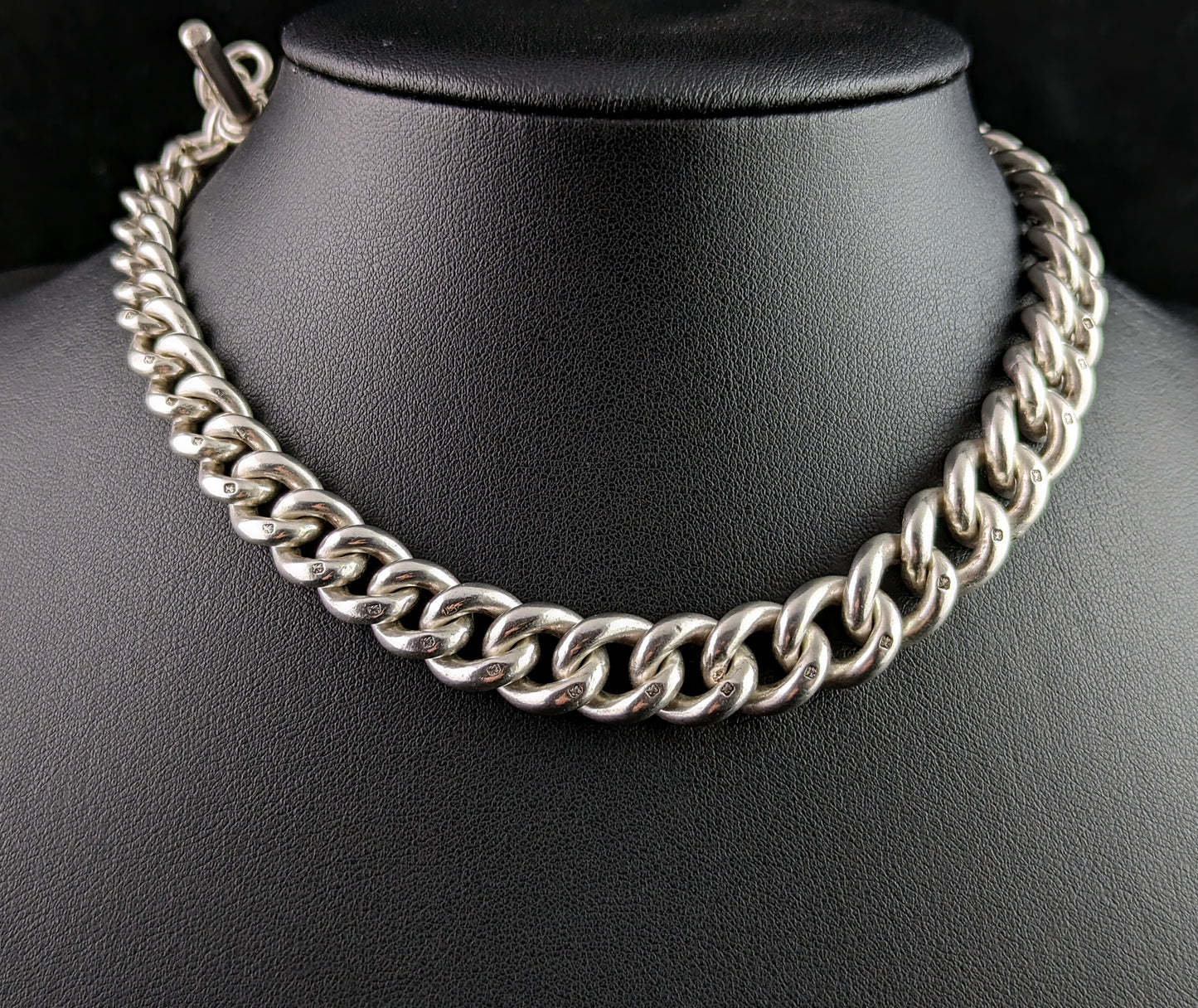 Antique heavy silver Albert chain, Victorian, watch chain
