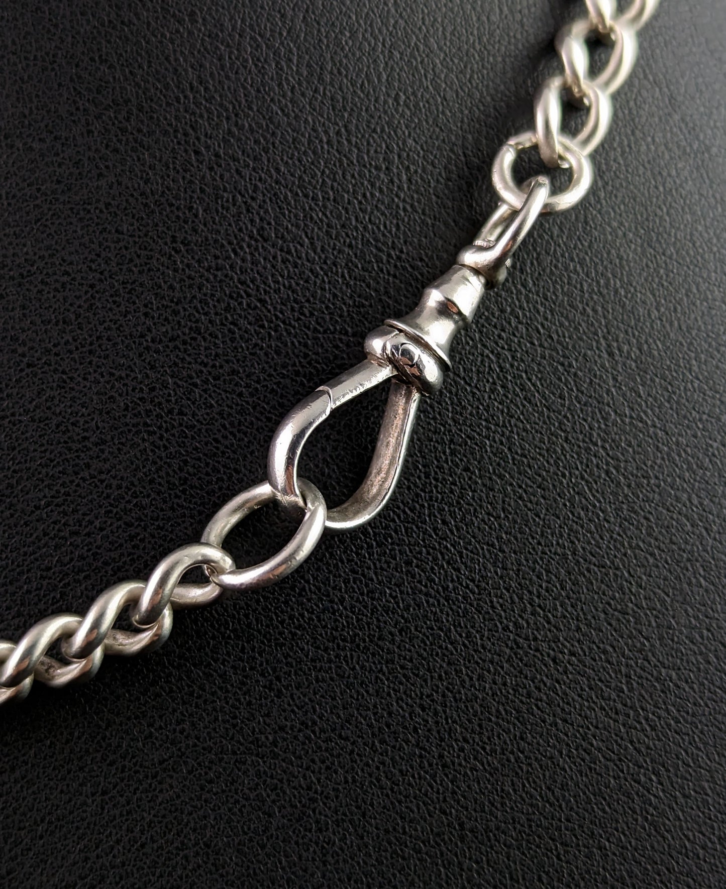 Antique sterling silver Albert chain, Victorian, watch chain