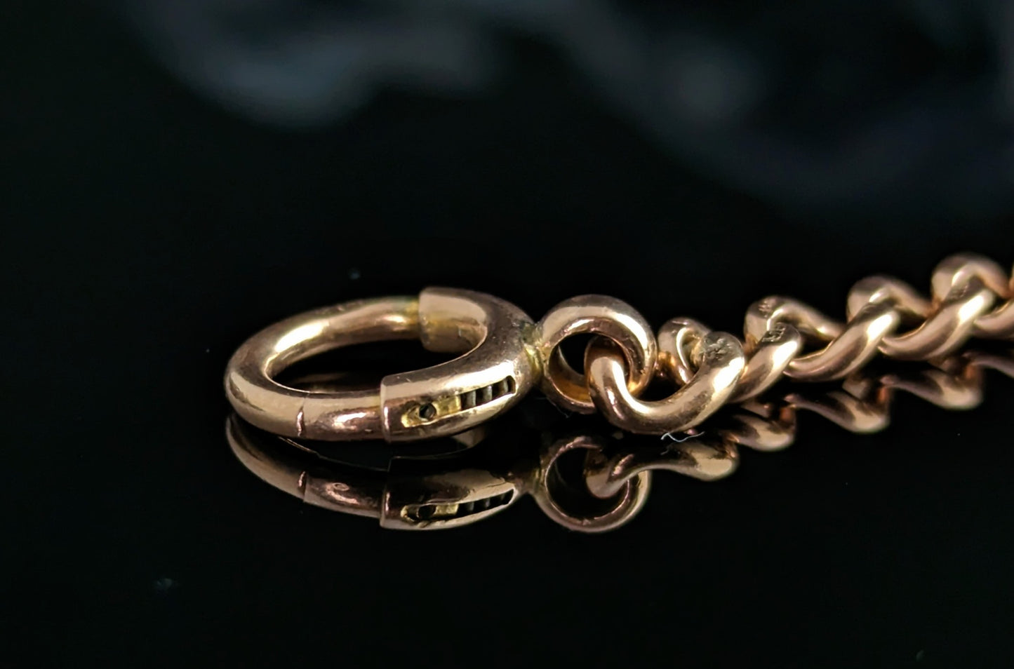 Antique 9ct Rose gold Albert chain, watch chain necklace, Edwardian