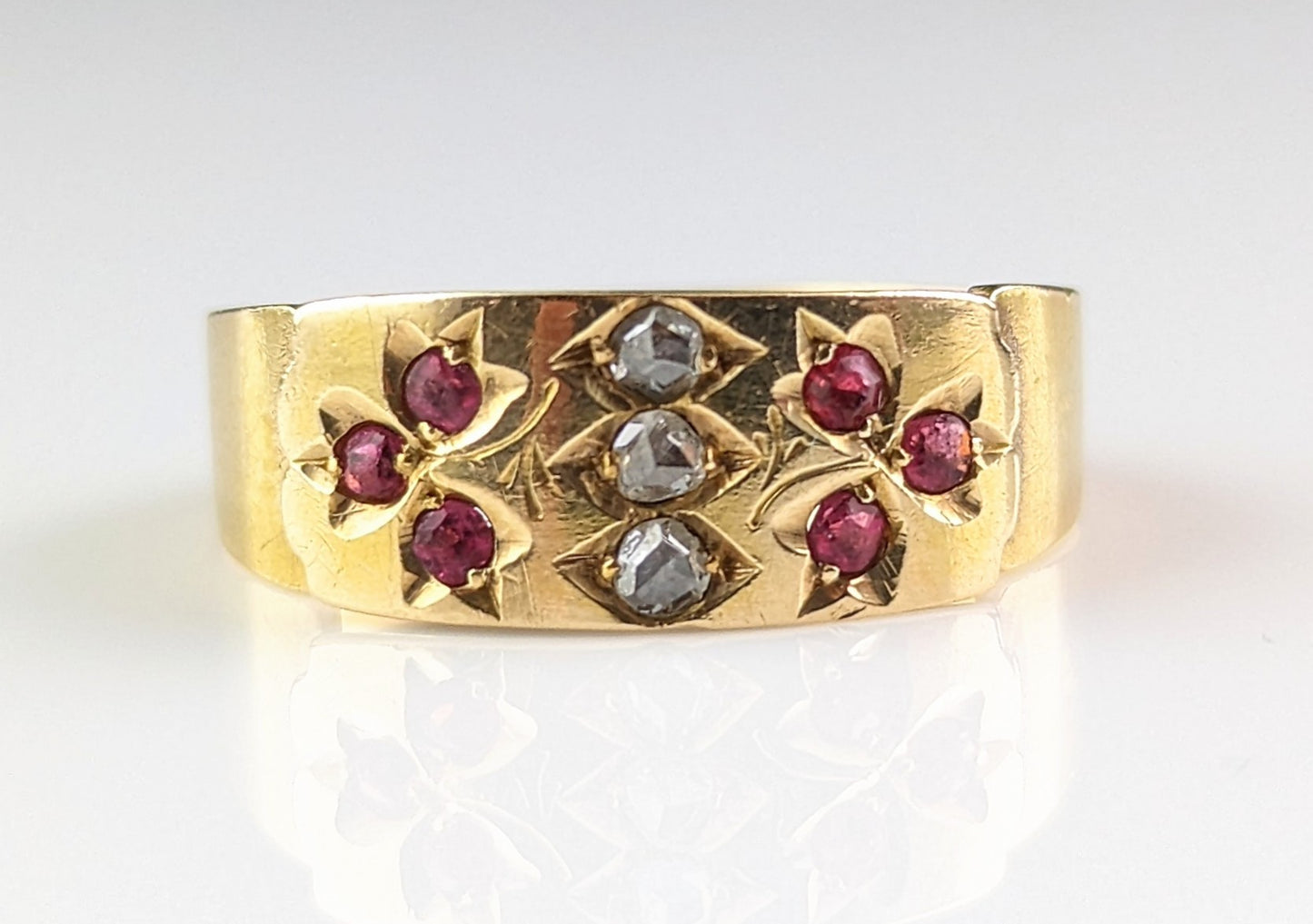 Antique Diamond and paste Shamrock ring, 18ct gold, Victorian