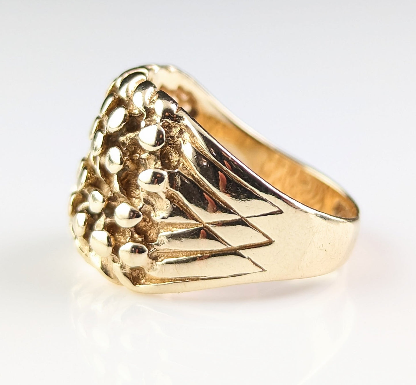 Vintage 9ct yellow gold keeper ring, chunky