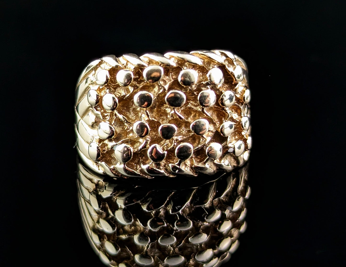 Vintage 9ct yellow gold keeper ring, chunky