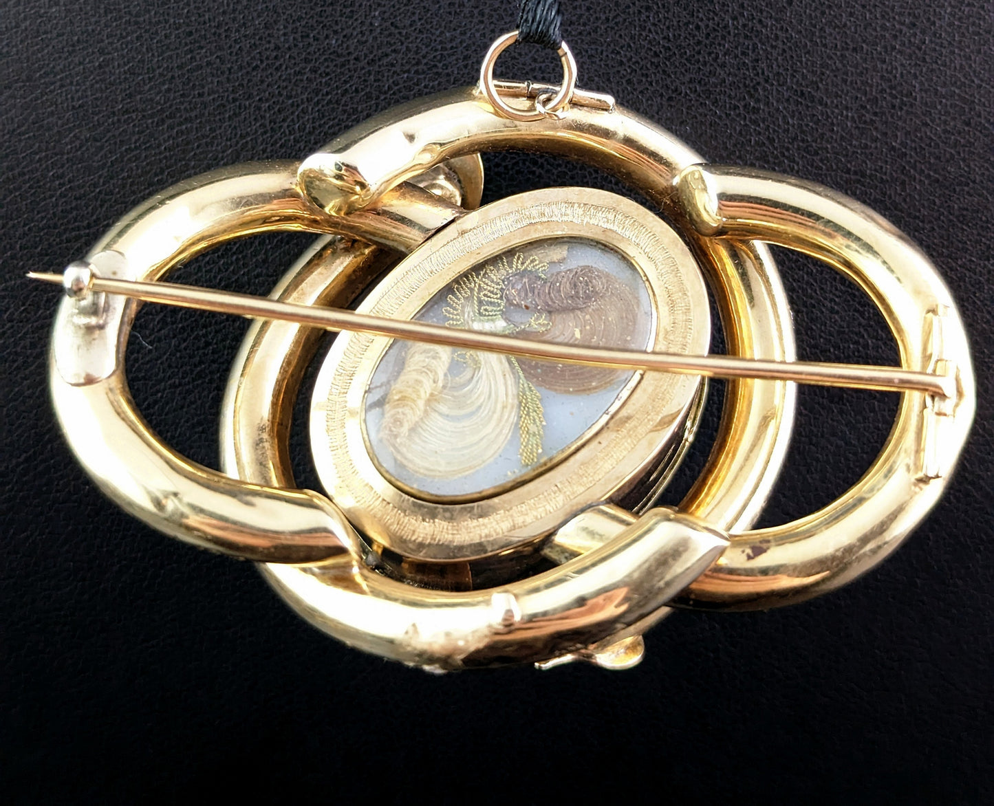 Antique Diamond Mourning brooch, pendant, 15ct gold, Black enamel