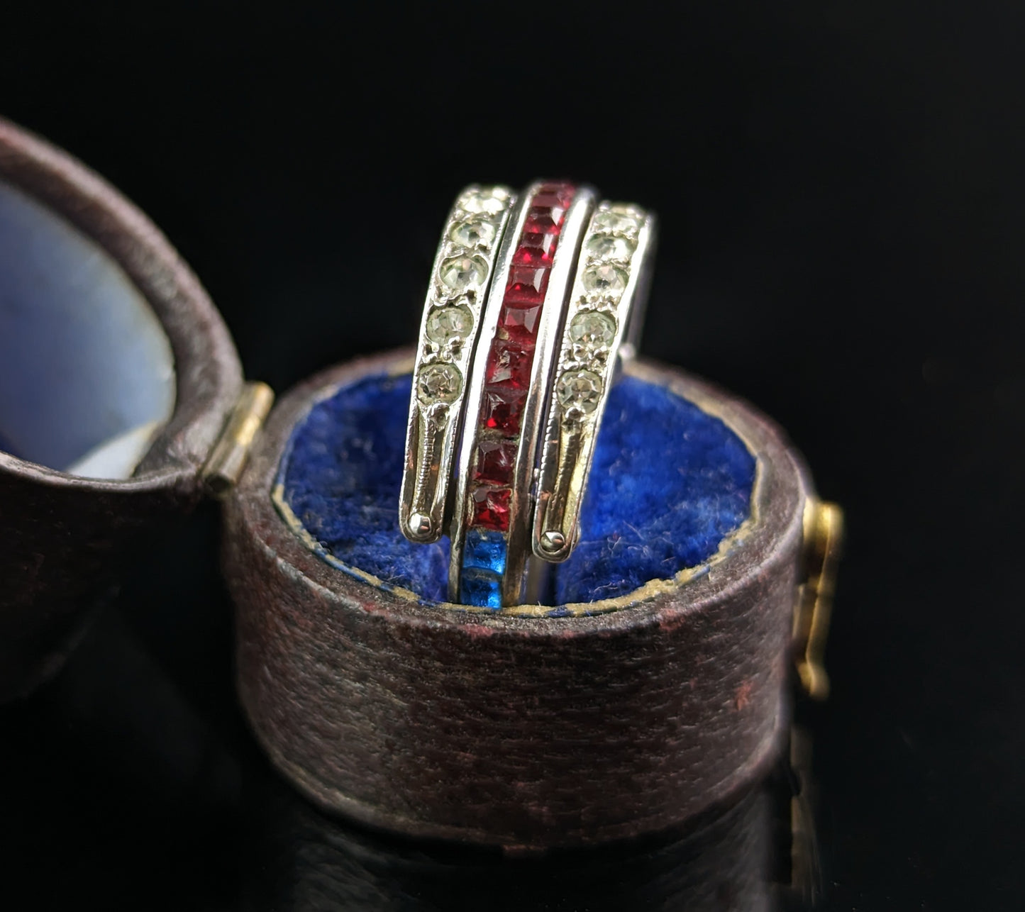 Vintage Art Deco paste Eternity ring, Day to Night, Flippable
