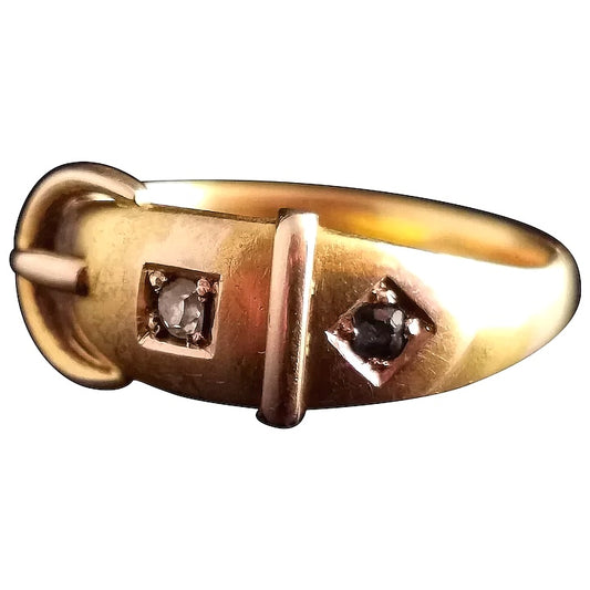 Victorian 18ct gold buckle ring, Sapphire and Diamond
