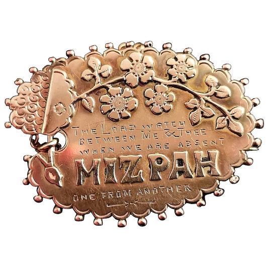 Victorian 9ct gold Mizpah brooch, Artists palette