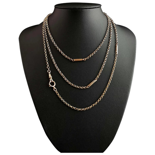 Victorian fancy link longuard chain, muff chain necklace, gold plated