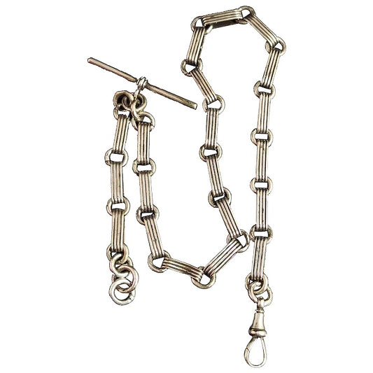 Antique Victorian silver Albert chain, watch chain, fancy link
