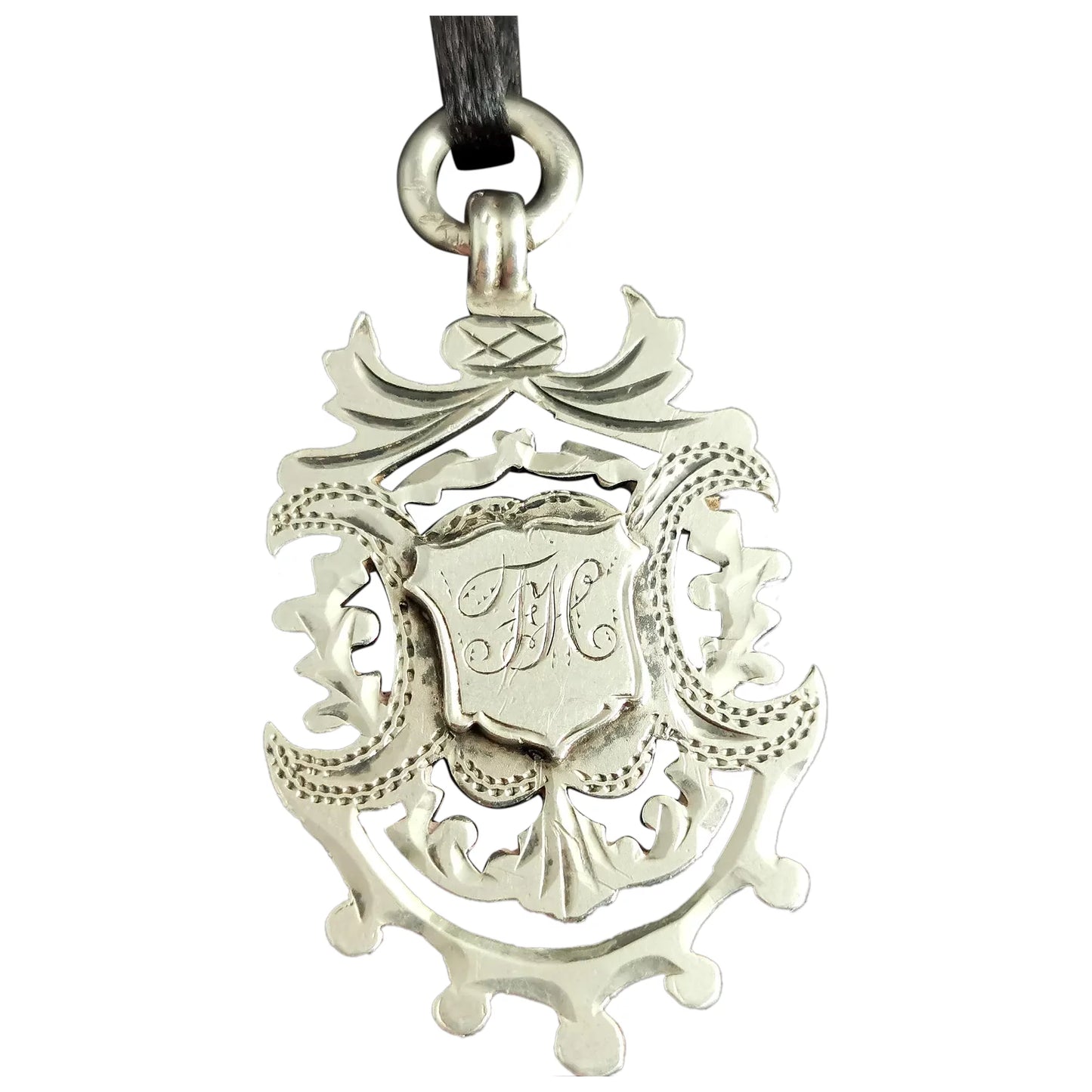 Antique Victorian silver Watch fob pendant, Gymnastics