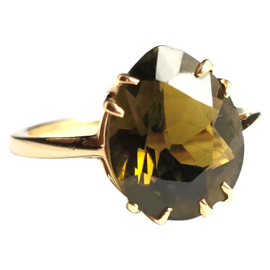 Vintage 18ct gold Green Tourmaline cocktail ring, retro era