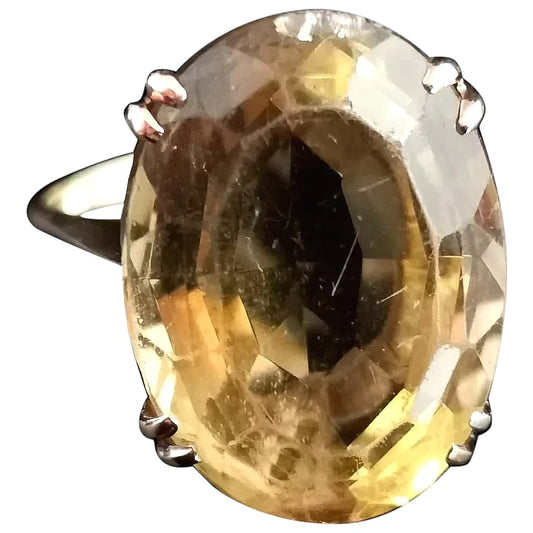 Vintage 9ct gold Citrine cocktail ring, large