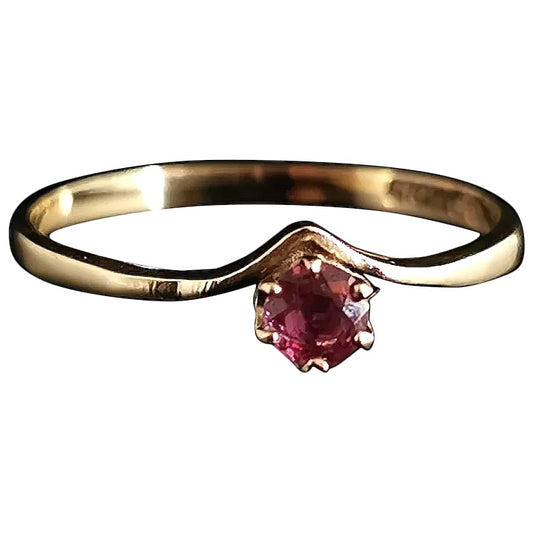 Vintage 9ct gold Ruby wishbone ring