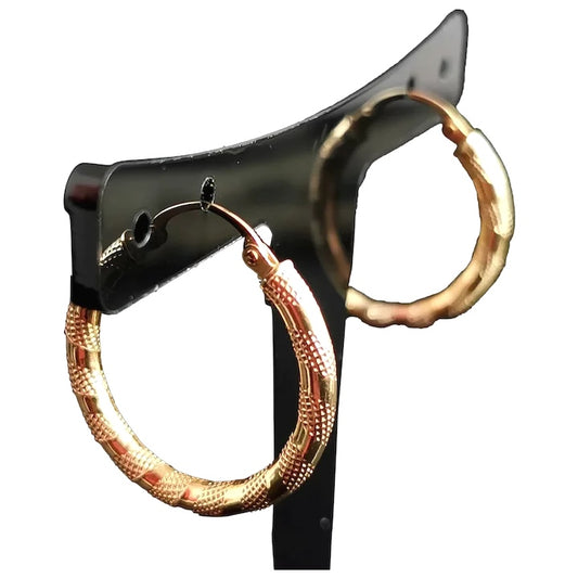 Vintage 9ct gold hoop earrings, textured