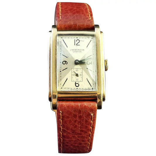 Vintage gents 9ct gold wristwatch, JW Benson