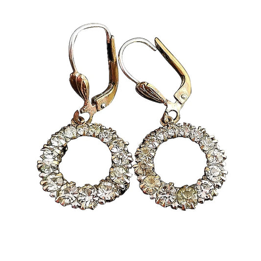 Vintage 9ct gold paste dangle earrings, 1950s