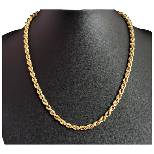 Vintage 9ct yellow gold Rope Chain necklace, Italian