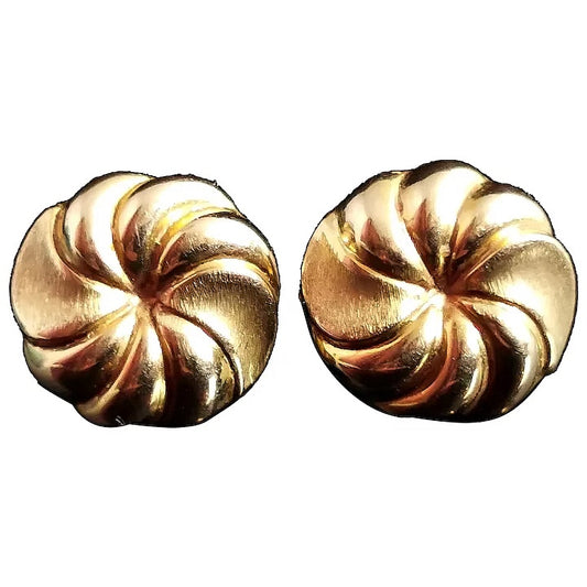 Vintage 9ct yellow gold fancy stud earrings, swirl