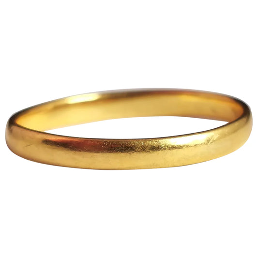 Vintage 22ct yellow gold band ring, wedding ring