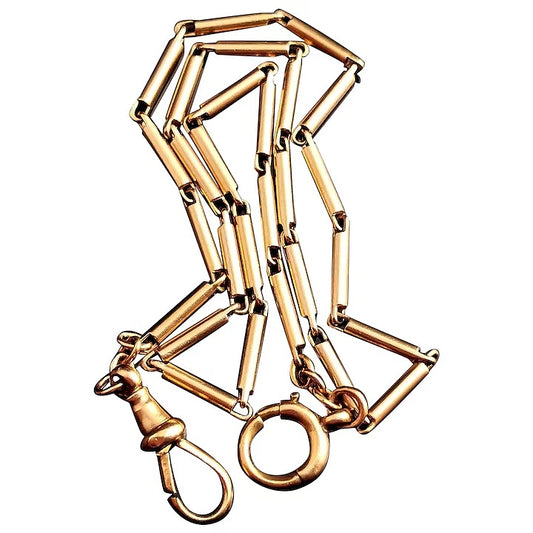 Vintage Art Deco 9ct gold fancy bar link watch chain, Albert chain
