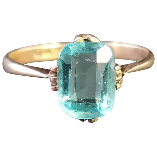 Vintage Art Deco Blue Zircon solitaire ring, 9ct gold