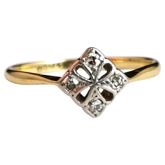 Vintage Art Deco Diamond ring, 18ct gold and platinum