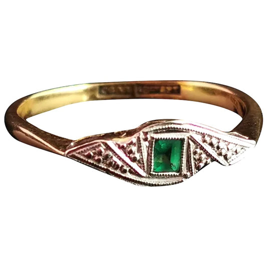 Art Deco emerald ring, 18ct gold and platinum