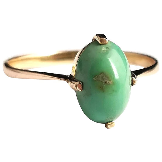 Vintage Art Deco Turquoise solitaire ring, 9ct gold