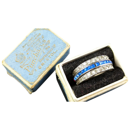 Vintage Art Deco paste Eternity ring, Day to Night, Flippable
