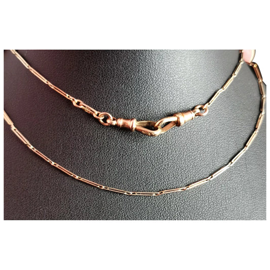 Reserved: Vintage Art Deco 9ct Tri colour gold fancy bar link watch chain, Albert chain