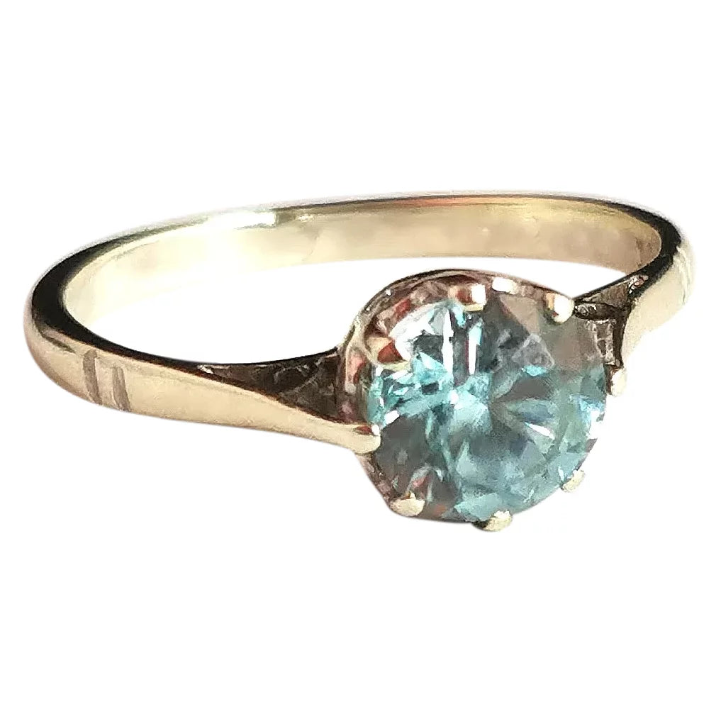 Vintage Blue Zircon solitaire ring, 9ct white gold