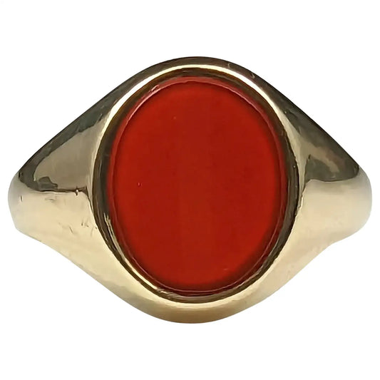 Vintage 9ct gold signet ring, Carnelian, c1980s