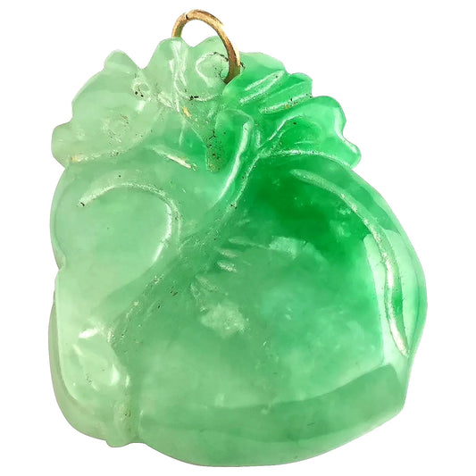 Vintage Chinese Jade pendant, Monkey and Peach