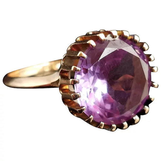 Vintage Colour change Sapphire cocktail ring, 14k yellow gold