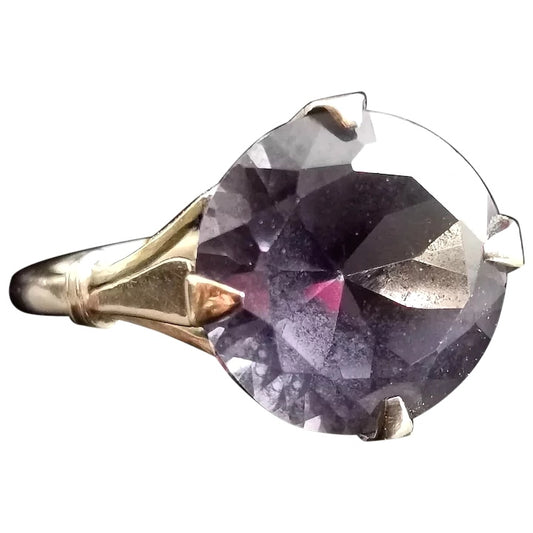 Vintage colour change sapphire cocktail ring, 9ct gold, c1940s