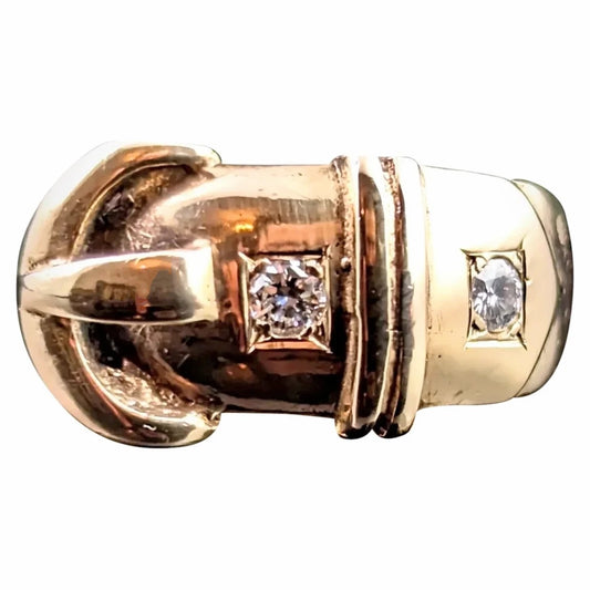 Vintage Diamond buckle ring, 9ct yellow gold