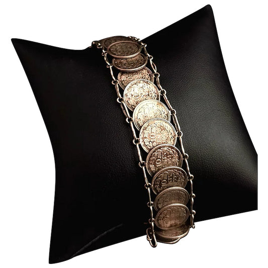 Vintage Dutch silver coin bracelet, 1940s