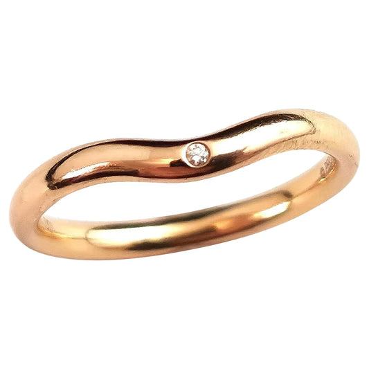 Vintage Elsa Peretti Tiffany 18ct yellow gold curved band ring, Diamond, Wedding ring