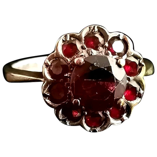 Vintage Garnet cluster ring, 9ct gold